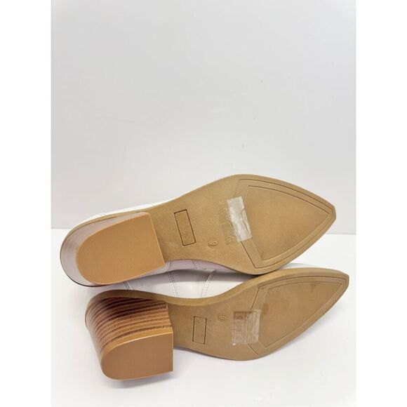 Journee Collection Western Booties Size 9 White Pointed Toe Block Heel - Picture 8 of 9